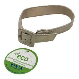 Champagne Metallic Faux Leather Adjustable Pet Collar Size Small NWT
